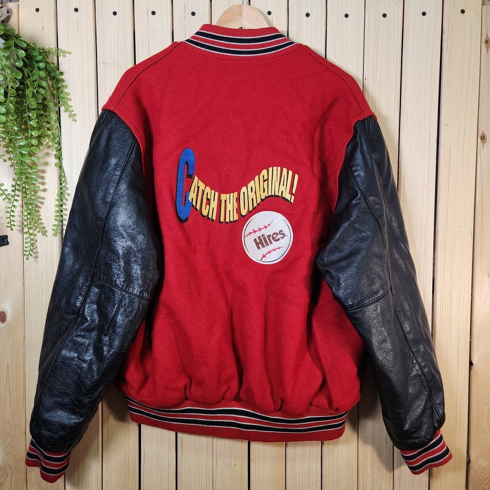 Varsity Jacket Wool and Leather Vintage with Baseball Patch at the Back,